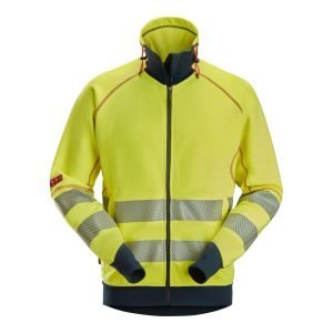 Snickers Workwear ProtecWork 2868 Flamskyddad sweatshirt hellång dragkedja varselklass 3/2 Gul/Marin Herr – Front